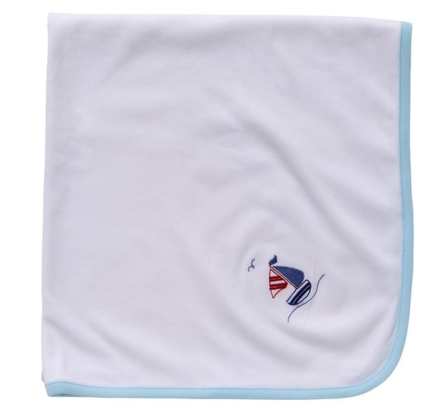 Baby Blanket, Sailboat & Seagull (Blue)