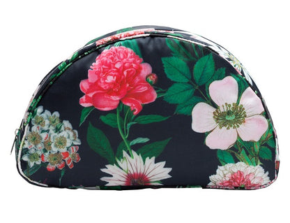 Cosmetic Bag (Medium), Peony Design (Black)