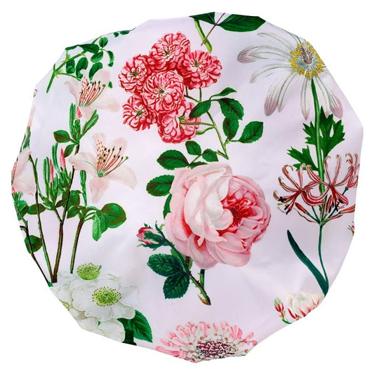 Shower Cap, Peony Design (Pink)