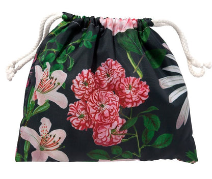 Poncho In A Bag, Peony Design (Black)