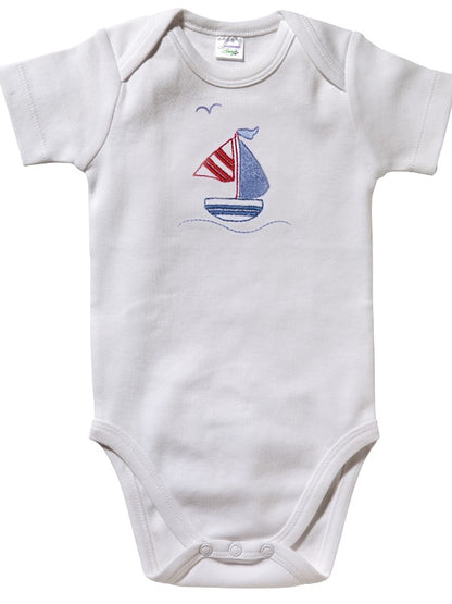 Onesie (Short Sleeve), Seagull & Sailboat (Blue)