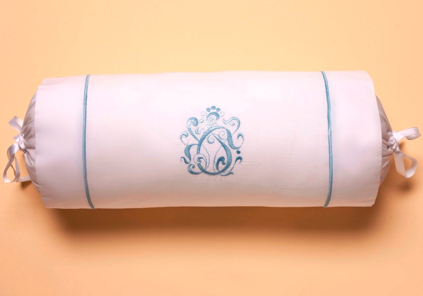 Bolster, English Scroll (Duck Egg Blue)