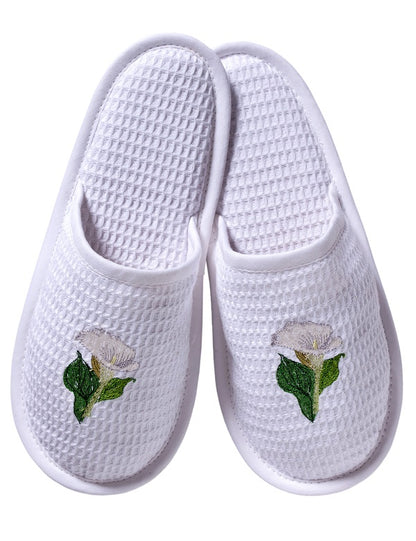 Slippers, Waffle Weave, Calla Lily (White)