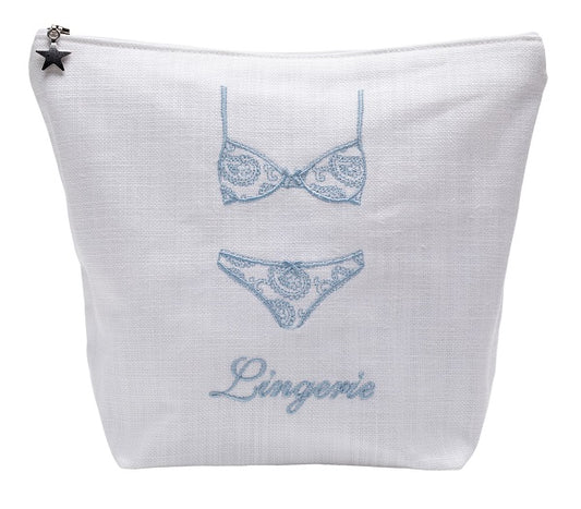 Lingerie Bag, Linen / Cotton, Light Blue