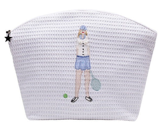 Cosmetic Bag (Large), Tennis Lady (Blue)