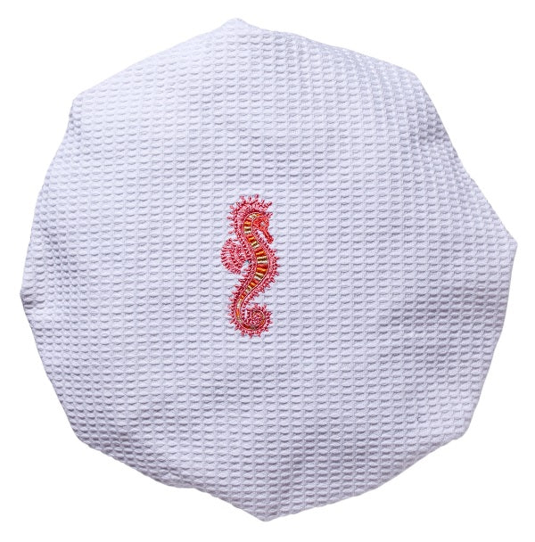 Shower Cap, Waffle Weave, Seahorse (Coral)