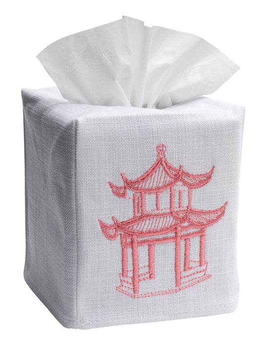 Tissue Box Cover, Pagoda (Coral)