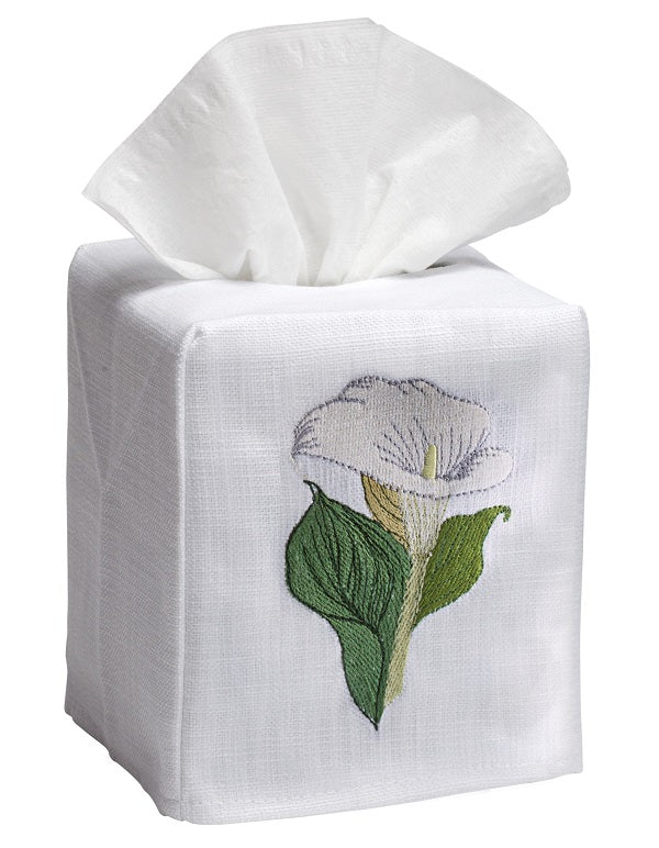 Tissue Box Cover, Calla Lily (White)