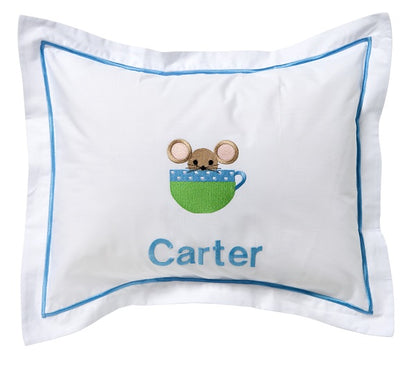 Baby Boudoir Pillow Cover, Mouse in Cup (Blue)