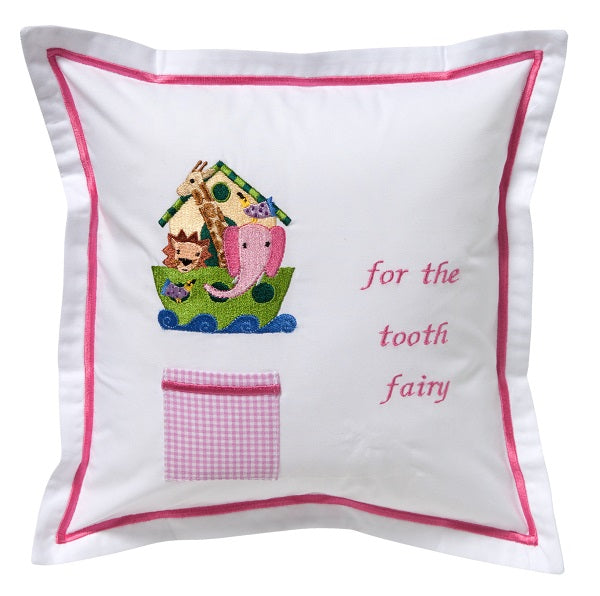 Tooth Fairy Pillow Cover, Noah's Ark (Pink)
