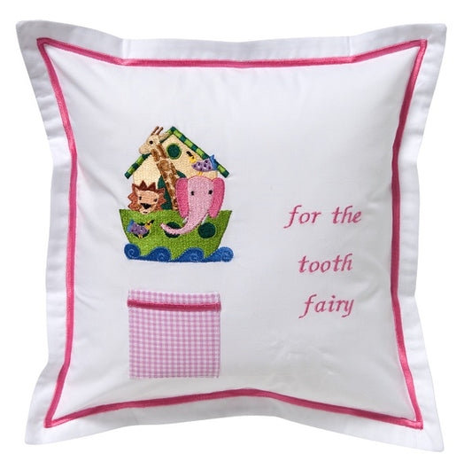 Tooth Fairy Pillow Cover, Noah's Ark (Pink)