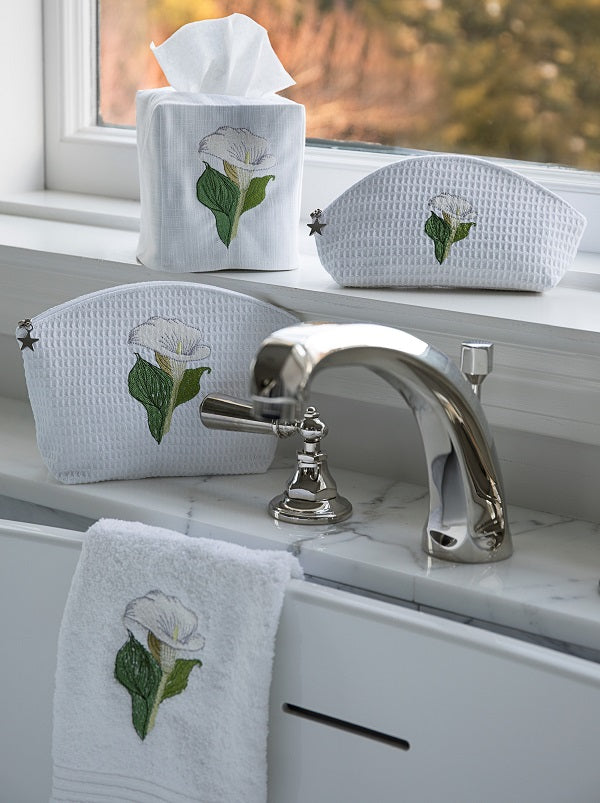 Cosmetic Bag (Medium), Calla Lily (White)