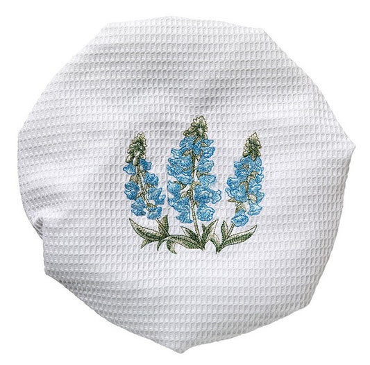 Shower Cap, Waffle Weave, Foxgloves (Blue)