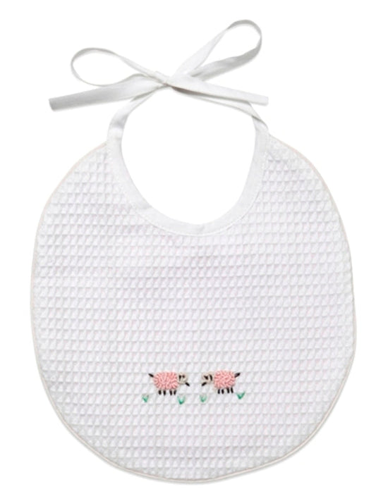 Bib, Waffle Weave - Sheep (Pink)
