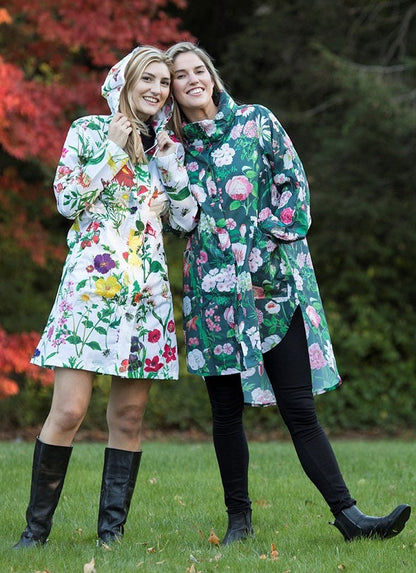 Rain Jacket, Peony Design (Black)