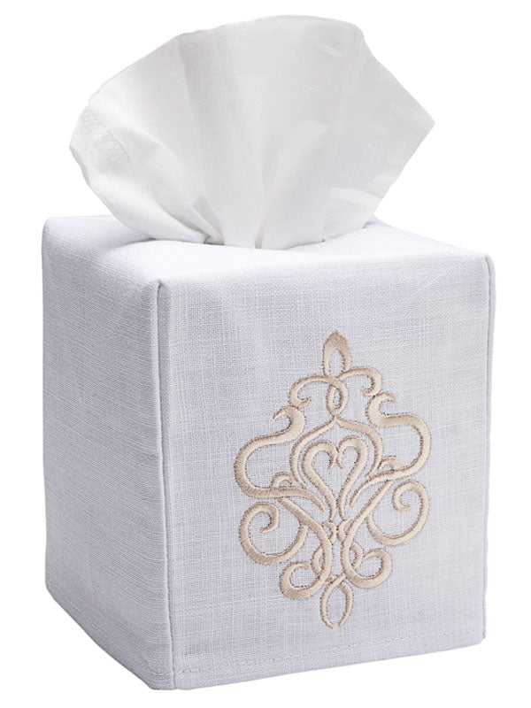 Tissue Box Cover, Tuscan Scroll (Beige)