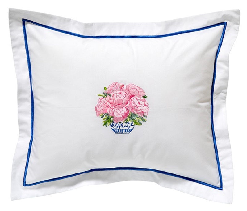 Boudoir Pillow Cover, Pot of Peonies (Pink)