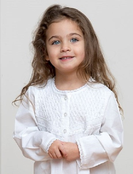 Sophia White Cotton Dress, Smocked