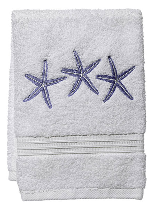 Guest Towel, Terry, Three Starfish (Blue)