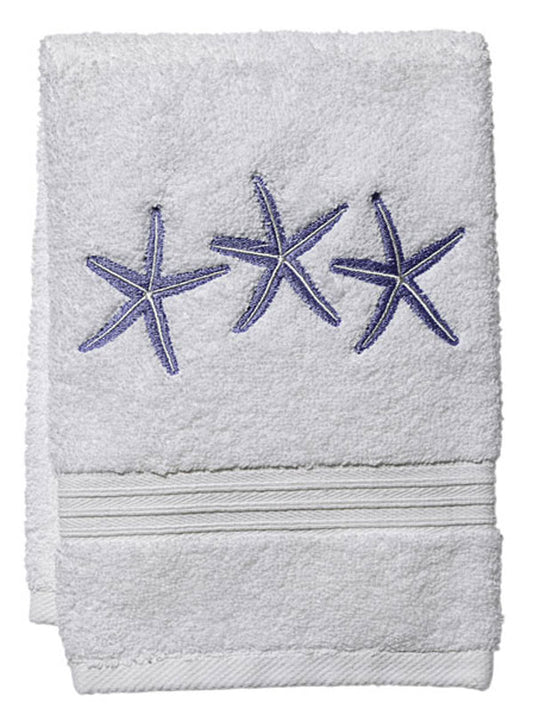 Guest Towel, Terry, Three Starfish (Blue)