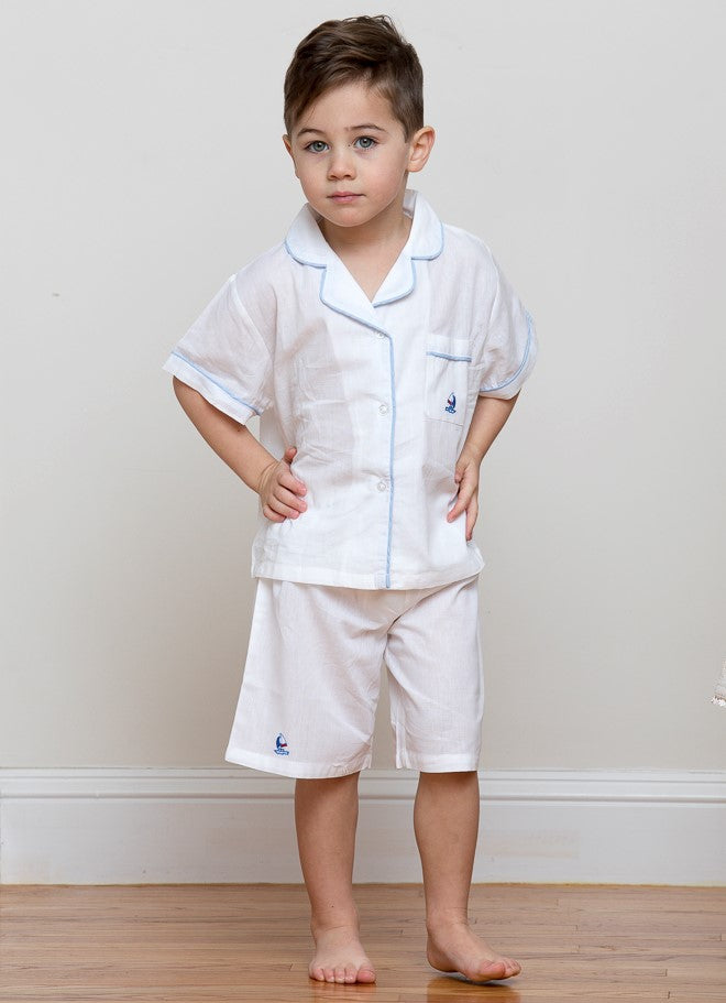 Ship Shape Shorts, Embroidered Sailboat