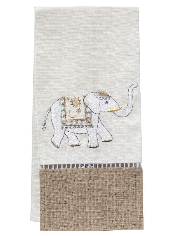 Guest Towel, Combo Linens, Lucky Charm Elephant (Beige)