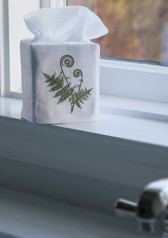 Tissue Box Cover, Fiddlewood Fern (Olive)