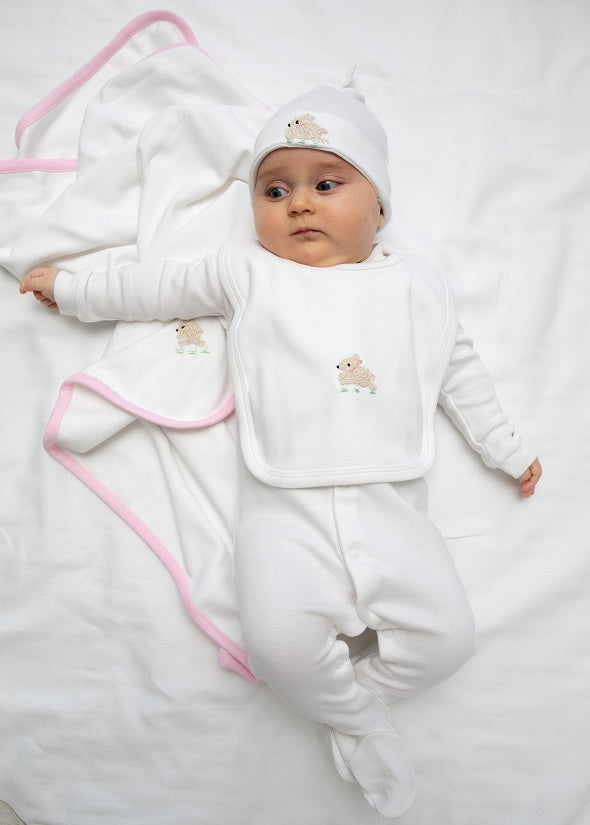 Baby Bib, Bunny (Cream/Pink)