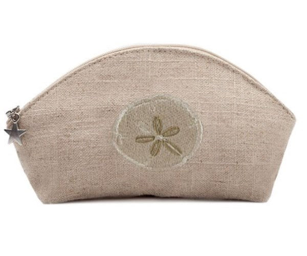 Cosmetic Bag, Natural Linen (Small), Sand Dollar (Beige)