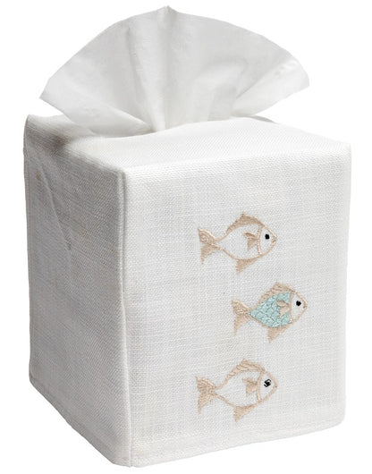 Tissue Box Cover, School of Fish (Aqua)