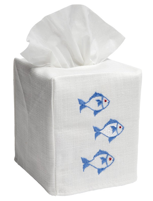 Tissue Box Cover, School of Fish (Blue)