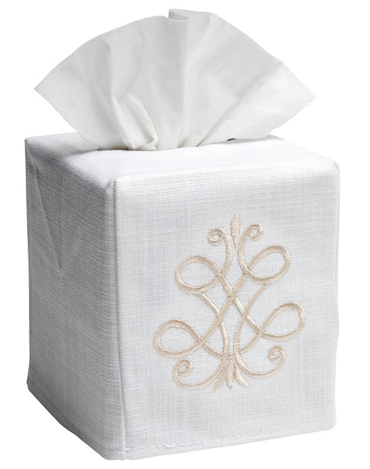 Tissue Box Cover, French Scroll (Beige)