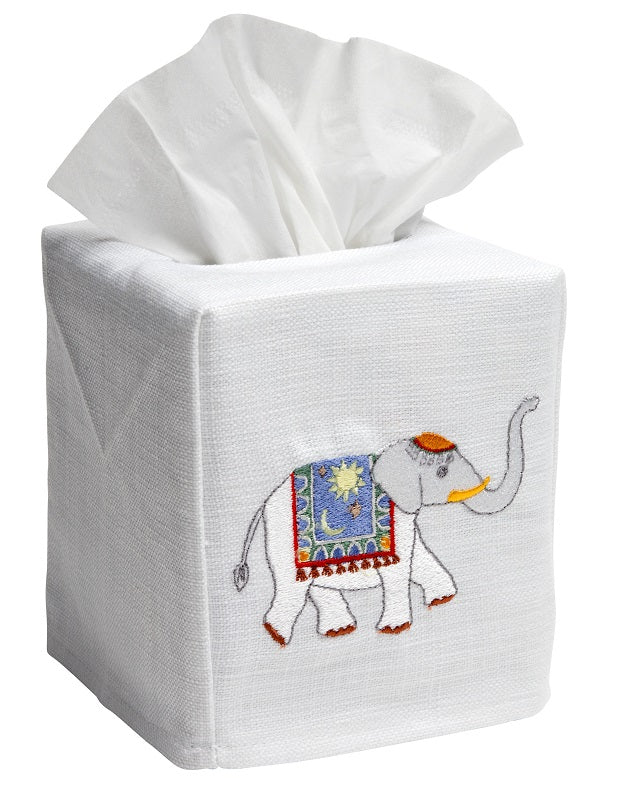 Tissue Box Cover, Charming Elephant (Blue)