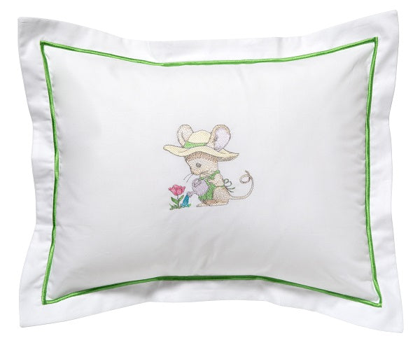 Baby Boudoir Pillow Cover, Gardening Mouse (Green)