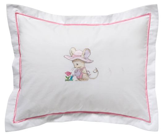 Baby Boudoir Pillow Cover, Gardening Mouse (Pink)
