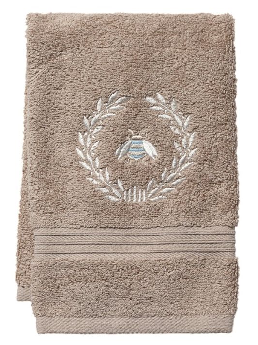 Guest Towel - Taupe Cotton Terry, Embroidered