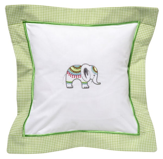 Baby Pillow Cover, Lucky Charm Elephant (Green)