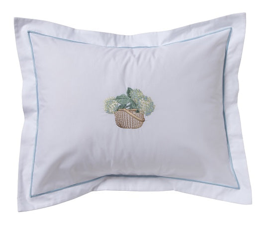 Boudoir Pillow Cover, Hydrangea Basket (Cream, Blue)