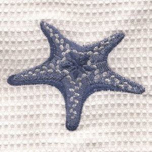 Cosmetic Bag, Natural Linen (Small), Morning Starfish (Blue)