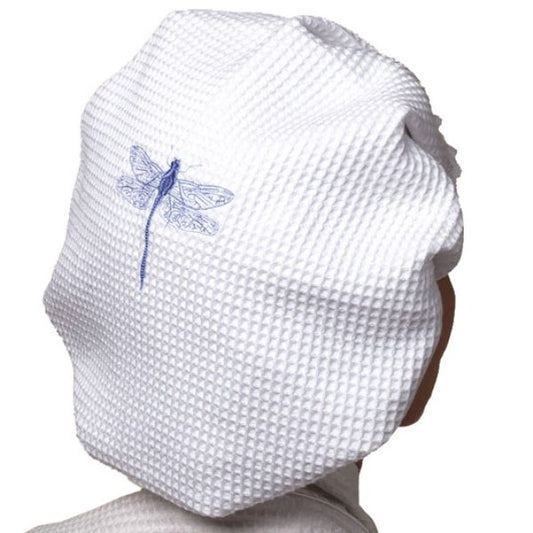 Shower Cap, Waffle Weave, Wispy Dragonfly (Blue)