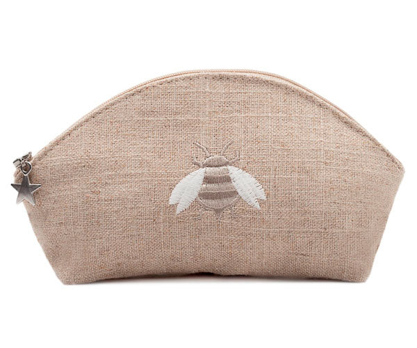 Cosmetic Bag, Natural Linen (Small), Napoleon Bee (Beige)