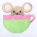 Baby Boudoir Pillow Cover, Mouse in Cup (Pink)