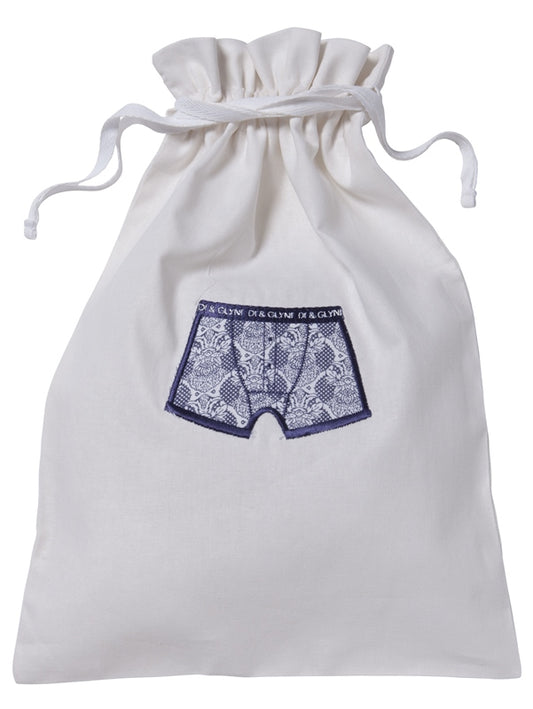 Men's Lingerie Bag, White Linen, Men's Boxer Shorts (Blue)