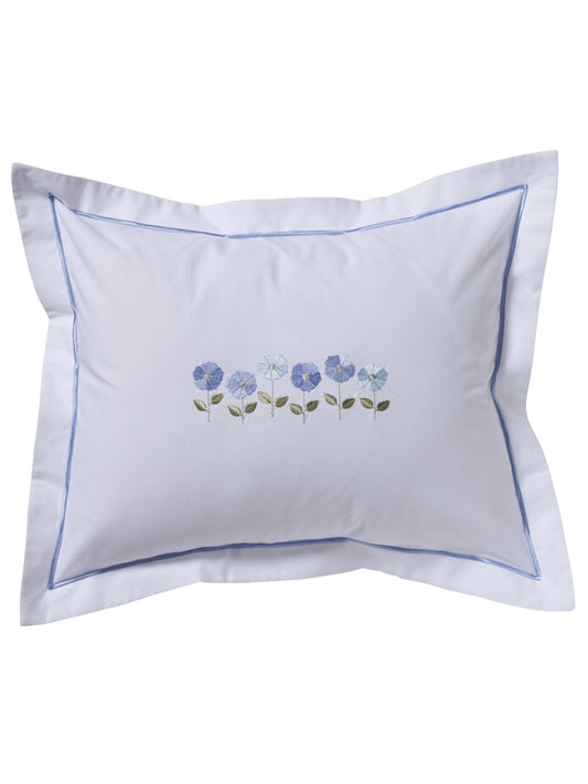 Boudoir Pillow Cover, Row of Flowers (Blue)