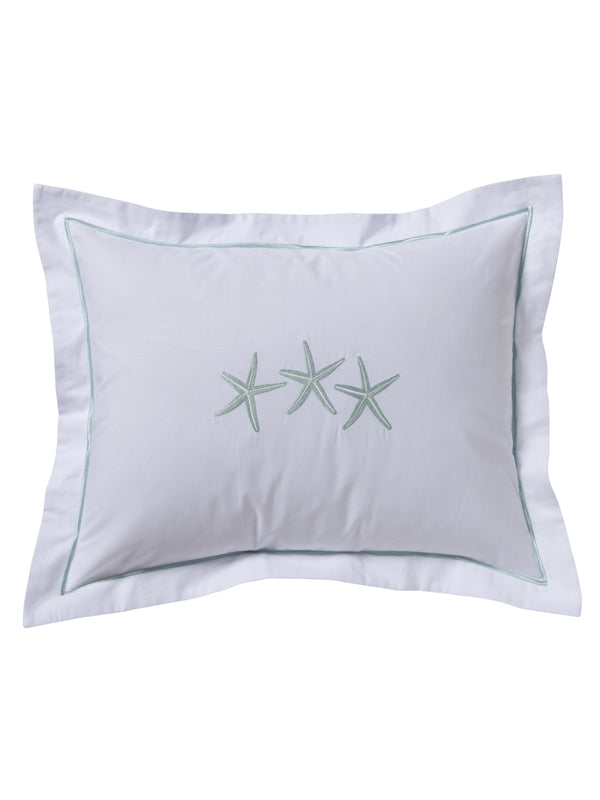 Boudoir Pillow Cover, Three Starfish (Aqua)