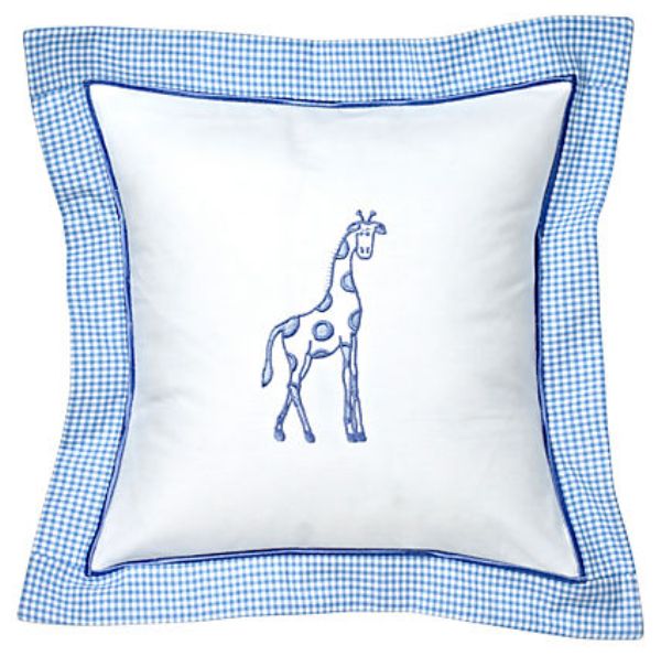 Baby Pillow Cover, Dot Giraffe (Blue)