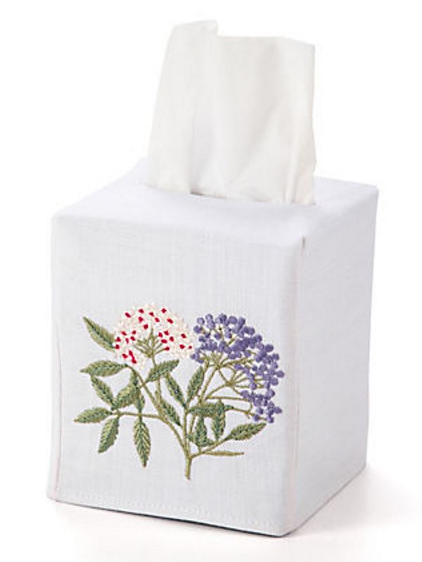 Tissue Box Cover, Elderberry (Blue / White)