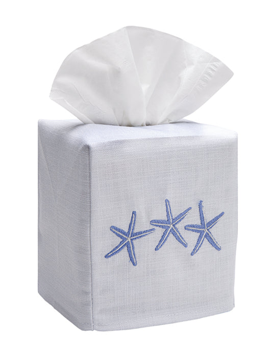 Tissue Box Cover, Three Starfish (Blue)