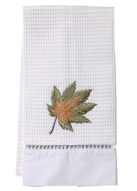 Guest Towel, Waffle Weave, Maple Leaf (Forest Green)