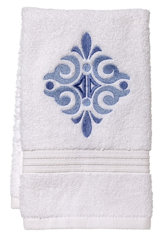 Guest Towel, Terry, Amalfi Scroll (Blue)